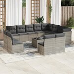 vidaXL Salon de jardin avec coussins 13 Pièces gris clair résine tressée