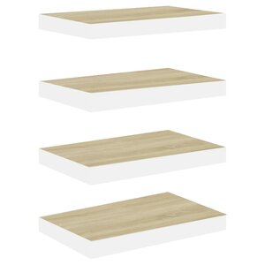 vidaXL Étagères flottantes 4 Pièces Chêne et blanc 40x23x3 8 cm MDF