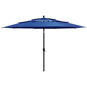 vidaXL Parasol à 3 niveaux avec mât en aluminium Bleu azuré 3 5 m