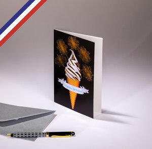 Carte double c'est chic ! Créée et imprimée en france - happy birthday - glace pétillante