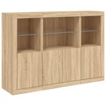 vidaXL Buffets avec lumières LED 3 Pièces chêne sonoma bois d'ingénierie