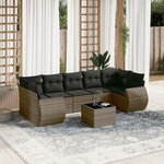 vidaXL Salon de jardin 8 Pièces avec coussins gris résine tressée