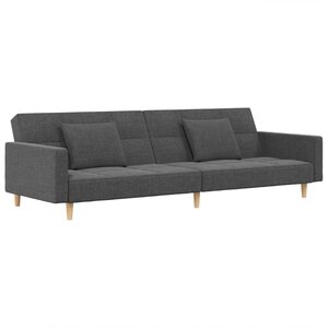 vidaXL Canapé-lit à 2 places avec deux oreillers gris clair tissu