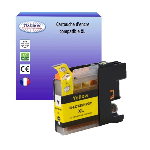 T3AZUR - Cartouche compatible avec Brother LC123 XL pour Brother MFCJ650DW  MFCJ6520DW  MFCJ6720DW  MFCJ6920DW  MFCJ870DW Jaune