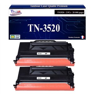 T3AZUR - 2x Toners compatibles avec Brother TN-3520 TN 3520 pour Brother MFC-L6900DW MFC-L6900DWT MFC-L6900DWTSP MFC-L6950DW Noir - 20 000 pages