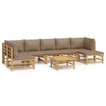 vidaXL Salon de jardin 8 Pièces avec coussins taupe bambou