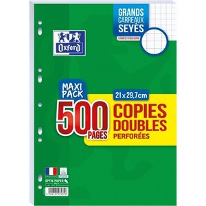 OXFORD - Copies doubles perforées 500 pages seyes - 90g