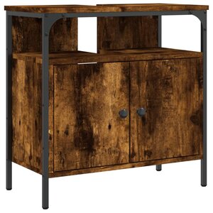 vidaXL Armoire lavabo de salle de bain chêne fumé 60x30x60 cm