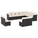 vidaXL Salon de jardin 12 Pièces avec coussins noir résine tressée