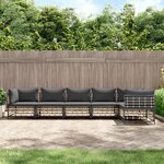 vidaXL Salon de jardin 6 Pièces avec coussins anthracite résine tressée