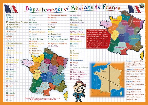 Sous main éducatif 30x42 ''Départements''' ARIS EDITIONS