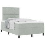 Lit à ressort vidaXL avec matelas en velours gris clair petit double