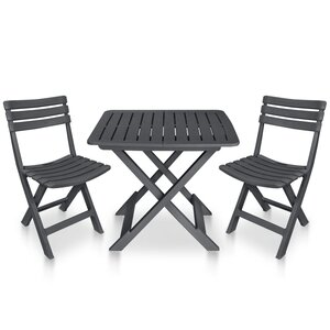 vidaXL Ensemble de bistro pliable 3 Pièces Plastique Anthracite