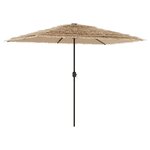 vidaXL Parasol de jardin avec LED et mât en acier marron 300x200x250cm