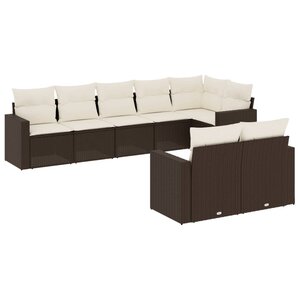 vidaXL Salon de jardin 8 Pièces avec coussins marron résine tressée