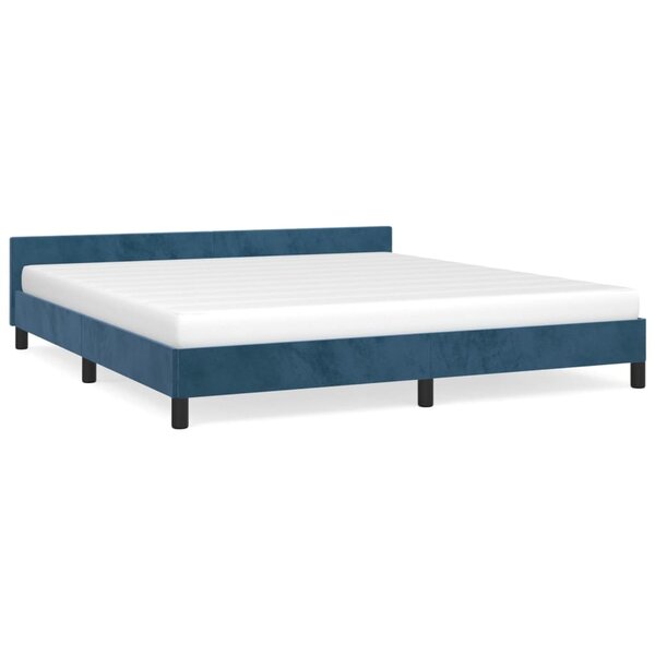 vidaXL Cadre de lit avec tête de lit Bleu foncé 160x200 cm Velours