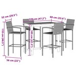 vidaXL Ensemble de bar de jardin 5 Pièces noir bois massif acacia rotin