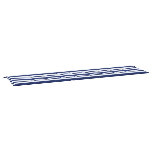 vidaXL Coussin de banc de jardin rayures bleues et blanches 200x50x4cm