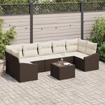 vidaXL Canapé jardin 8 pièces avec coussins marron en poly rattan
