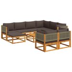 vidaXL Salon de jardin avec coussins 10 Pièces bois d'acacia solide