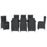 vidaXL Ensemble de salle à manger de jardin 9 pièces avec coussins noirs en poly rattan