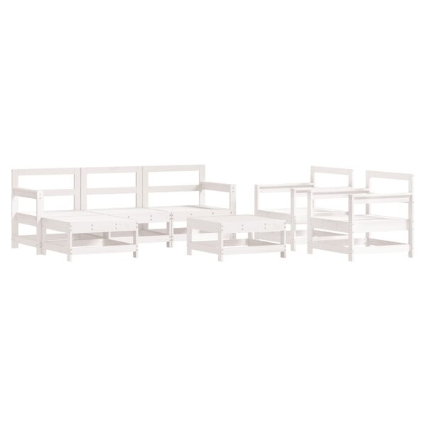 vidaXL Salon de jardin 7 Pièces Blanc Bois de pin massif