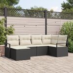 Ensemble de canapé de jardin 6 pièces vidaXL avec coussins noir poly rotin