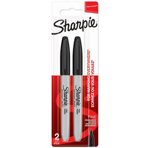 SHARPIE - 2 marqueurs permanents - Noir - Pointe Fine - sous blister