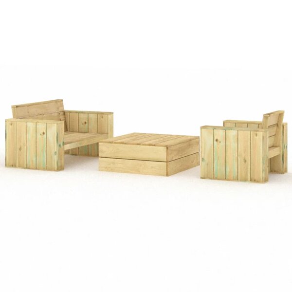vidaXL Salon de jardin 3 Pièces Bois massif de pin imprégné
