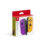 Paire de manettes Joy-Con gauche violet néon et droite orange néon