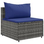 vidaXL Salon de jardin 7 Pièces avec coussins Gris Résine tressée