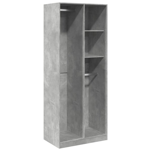 vidaXL Garde-robe gris béton 80x50x200 cm bois d'ingénierie