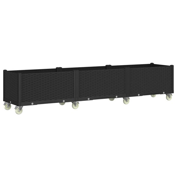 vidaXL Jardinière à roulettes noir 240x50x54 cm PP