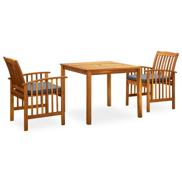 vidaXL Ensemble à manger de jardin 3 Pièces et coussins Acacia solide