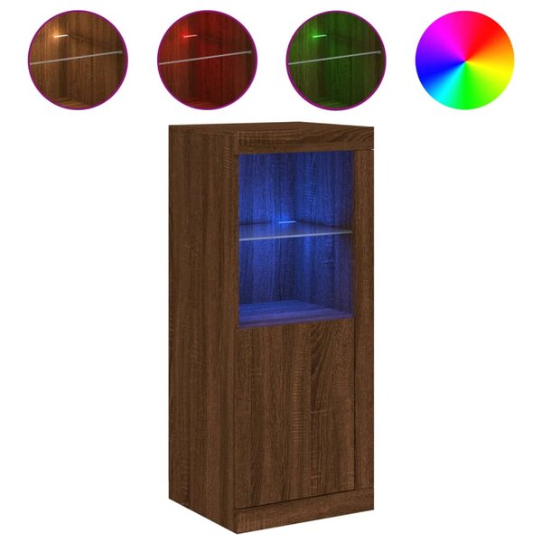 vidaXL Buffet avec lumières LED chêne marron 41x37x100 cm