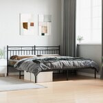 vidaXL Cadre de lit métal avec tête de lit noir 180x200 cm