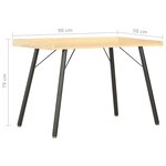 Bureau table poste de travail meuble d'ordinateur informatique étude chêne 90 x 50 x 79 cm noir 02_0023557