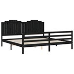 vidaXL Cadre de lit avec tête de lit noir 200x200 cm bois massif