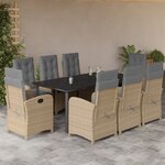 vidaXL Ensemble à manger de jardin et coussins 9 Pièces mélange beige