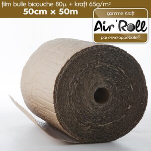 Lot de 20 rouleaux de film bulle d'air largeur 50cm x longueur 50m  - gamme air'roll kraft
