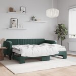 vidaXL Lit de jour avec gigogne et matelas vert foncé 80x200cm velours
