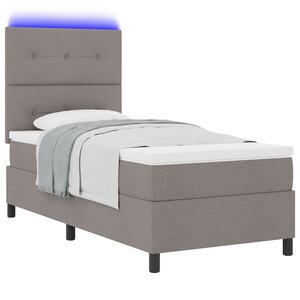 vidaXL Lit à ressorts avec matelas et lumière LED taupe 90x190 cm Tissu