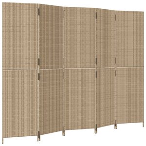 vidaXL Cloison de séparation 5 panneaux beige résine tressée