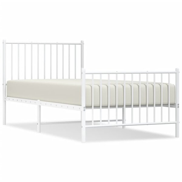 vidaXL Cadre de lit métal avec tête de lit/pied de lit blanc 90x190 cm
