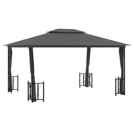 vidaXL Tonnelle avec parois et toit double 3x4 m Anthracite