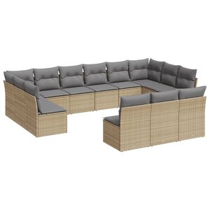 vidaXL Salon de jardin avec coussins 13 Pièces beige résine tressée