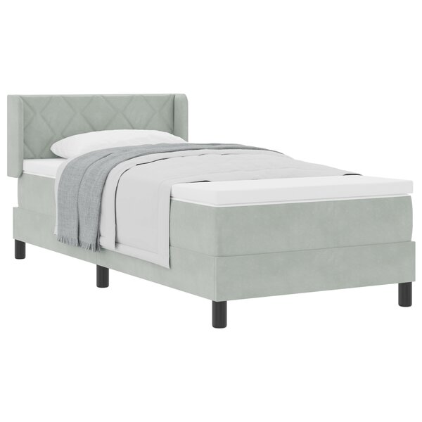 lit box spring vidaXL avec matelas gris clair 90x200 cm en velours