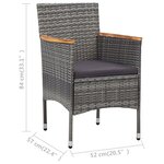 vidaXL Ensemble de bistro 3 Pièces Résine tressée et verre trempé Gris