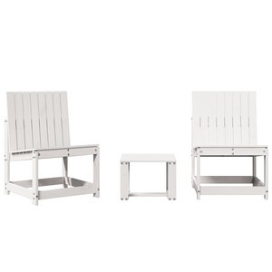 vidaXL Salon de jardin 3 Pièces blanc bois massif de pin