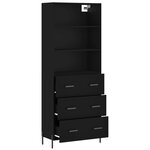 vidaXL Buffet haut Noir 69 5x34x180 cm Bois d'ingénierie